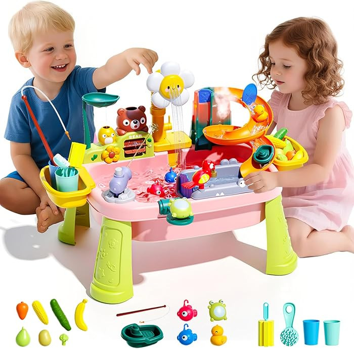 2026 Upgraded 4-in-1 Sand Water Table for Toddlers 1-3, Water Table for Kids Ages 4-8 with Pump, ... | Amazon (US)