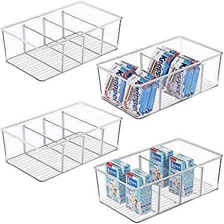 ClearSpace Plastic Pantry Organization Storage Bins with 4 Dividers (4 Pack) – Perfect Kitchen Organ | Amazon (US)