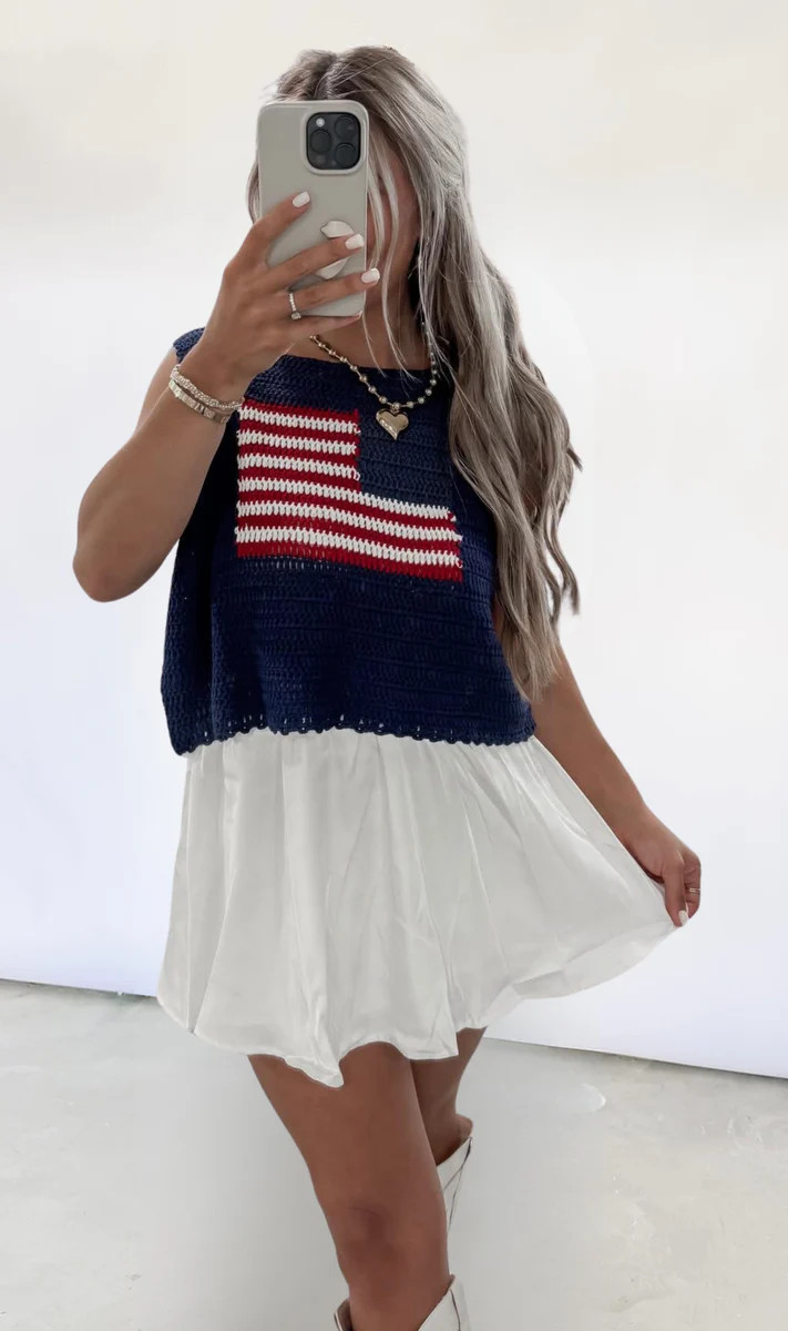 USA Flag Knitted Tank | CK Squared Boutique