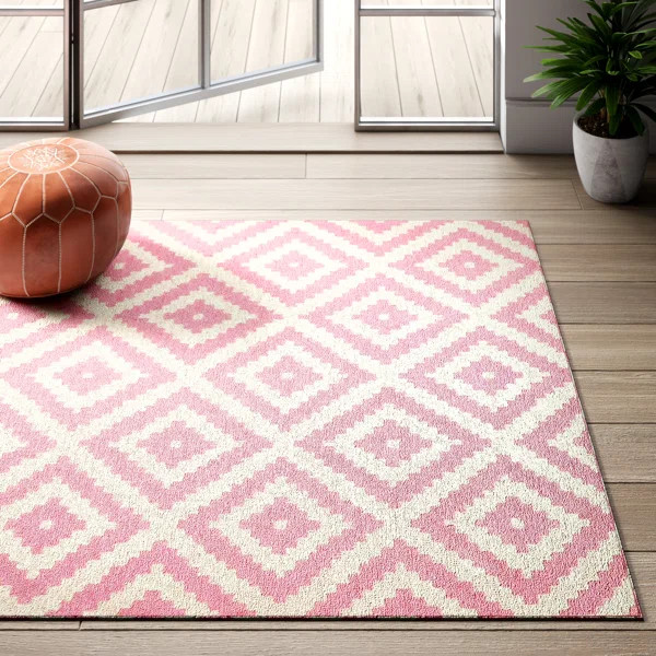 Arrowood Geometric Handmade Tufted Wool Light Pink Area Rug | Wayfair Professional