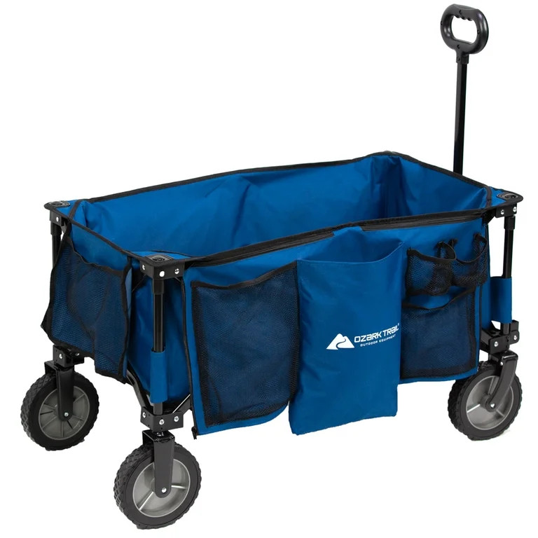Ozark Trail Quad Fold Camping Wagon with Telescoping Handle, Blue, Polyester | Walmart (US)