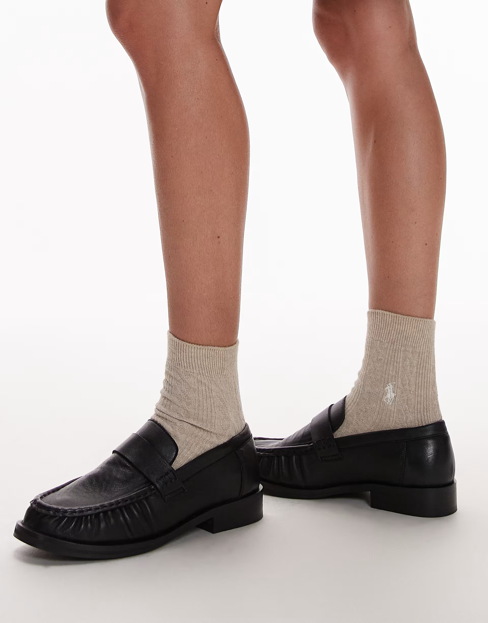 Topshop Carey real leather loafers with ruched detail in black | ASOS (Global)