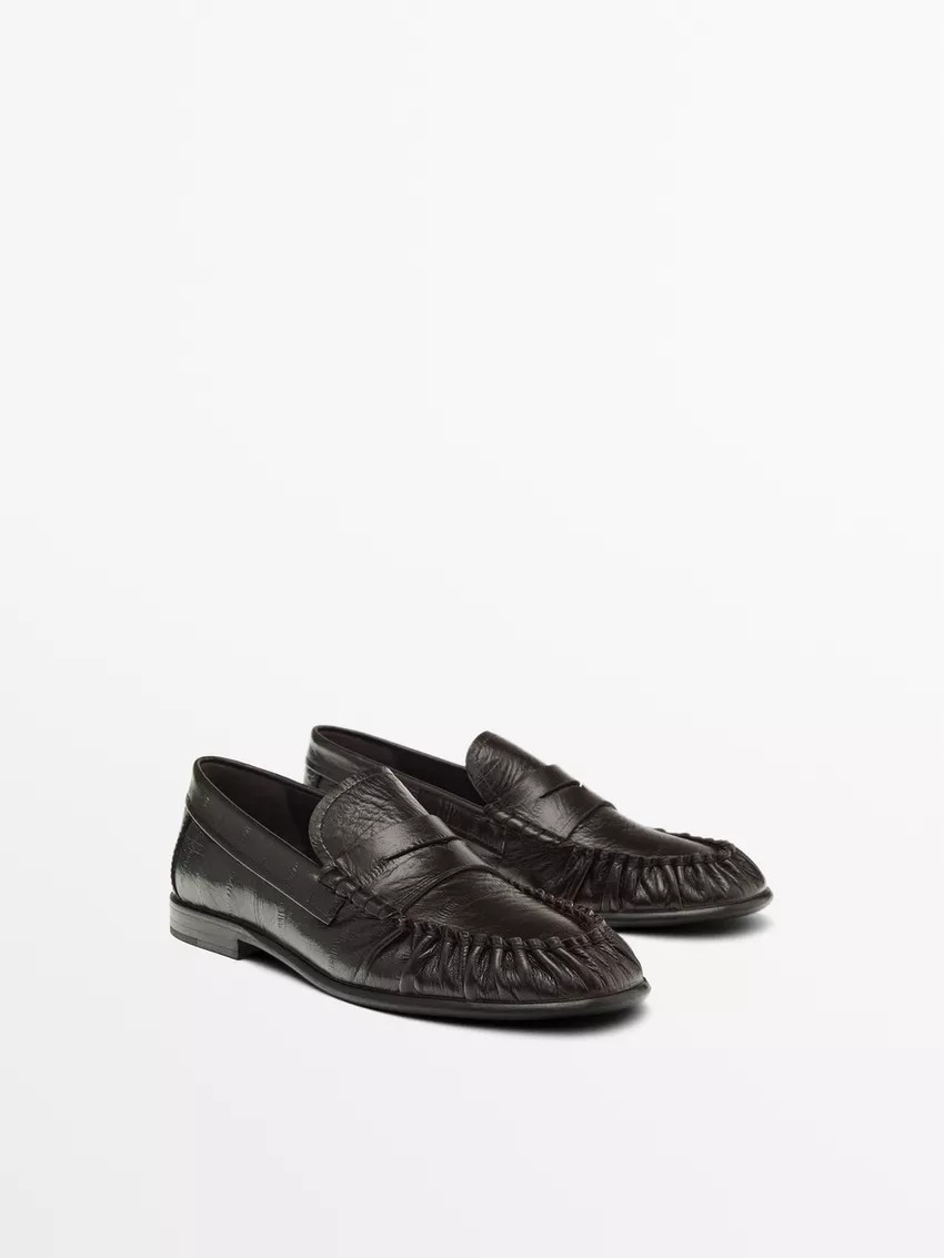 Embossed leather loafers \u00b7 Brown \u00b7Loafer | Massimo Dutti | Massimo Dutti UK