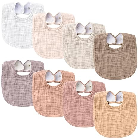 Konssy Muslin Baby Bibs 8 Pack Baby Bandana Drool Bibs Cotton for Unisex Boys Girls, 8 Solid Colo... | Amazon (US)