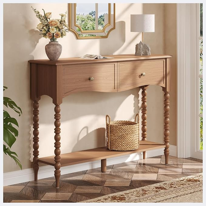 JOINICE Console Table with Scalloped Drawers for Entry Way, Living Room | Amazon (US)