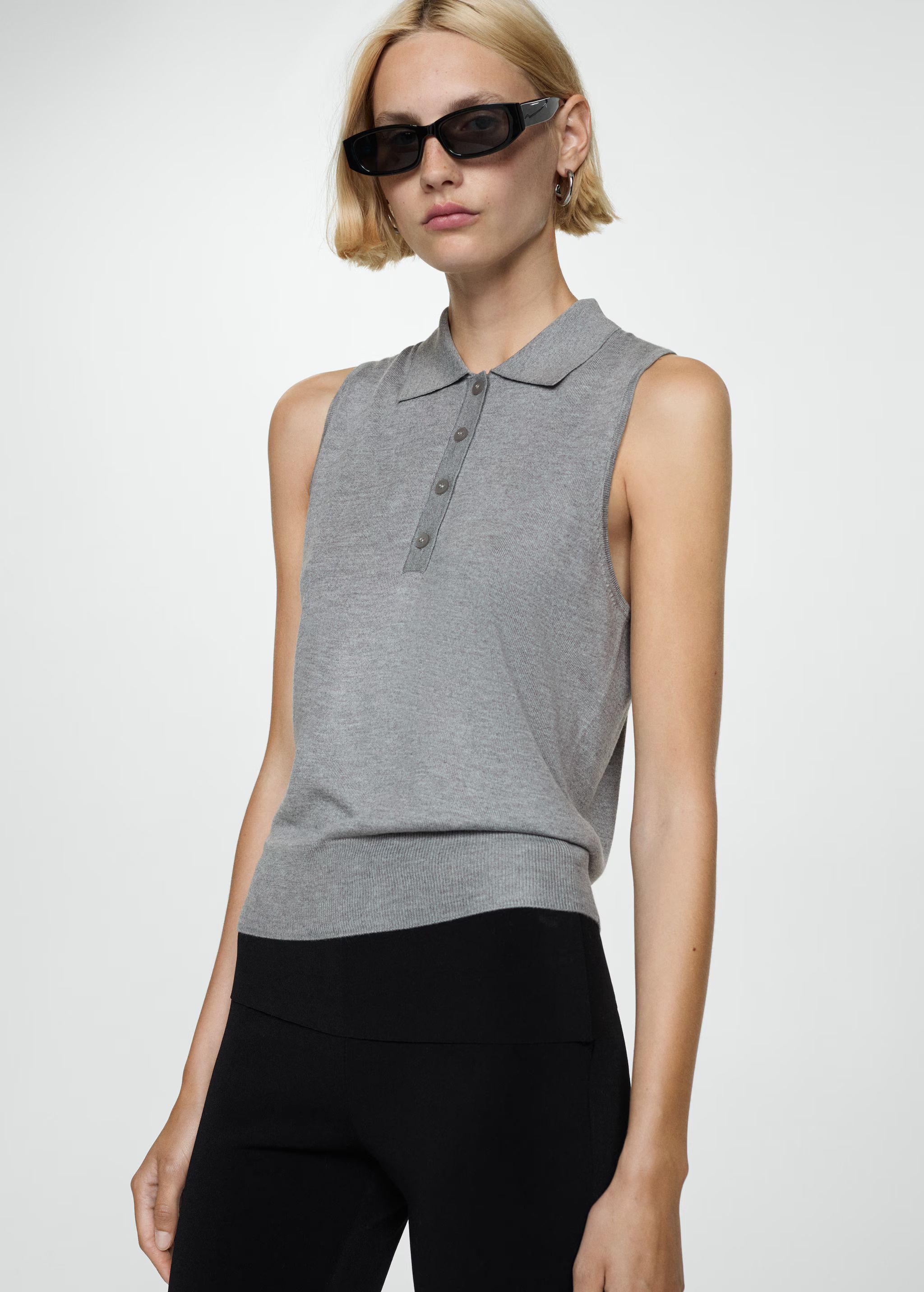 Fine-knit polo neck vest | MANGO (US)