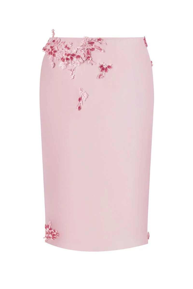 BELLE LACE KNEE-LENGTH SKIRT IN DUSTY PINK | Stolen Stores | CULT MIA | CULT MIA UK LTD