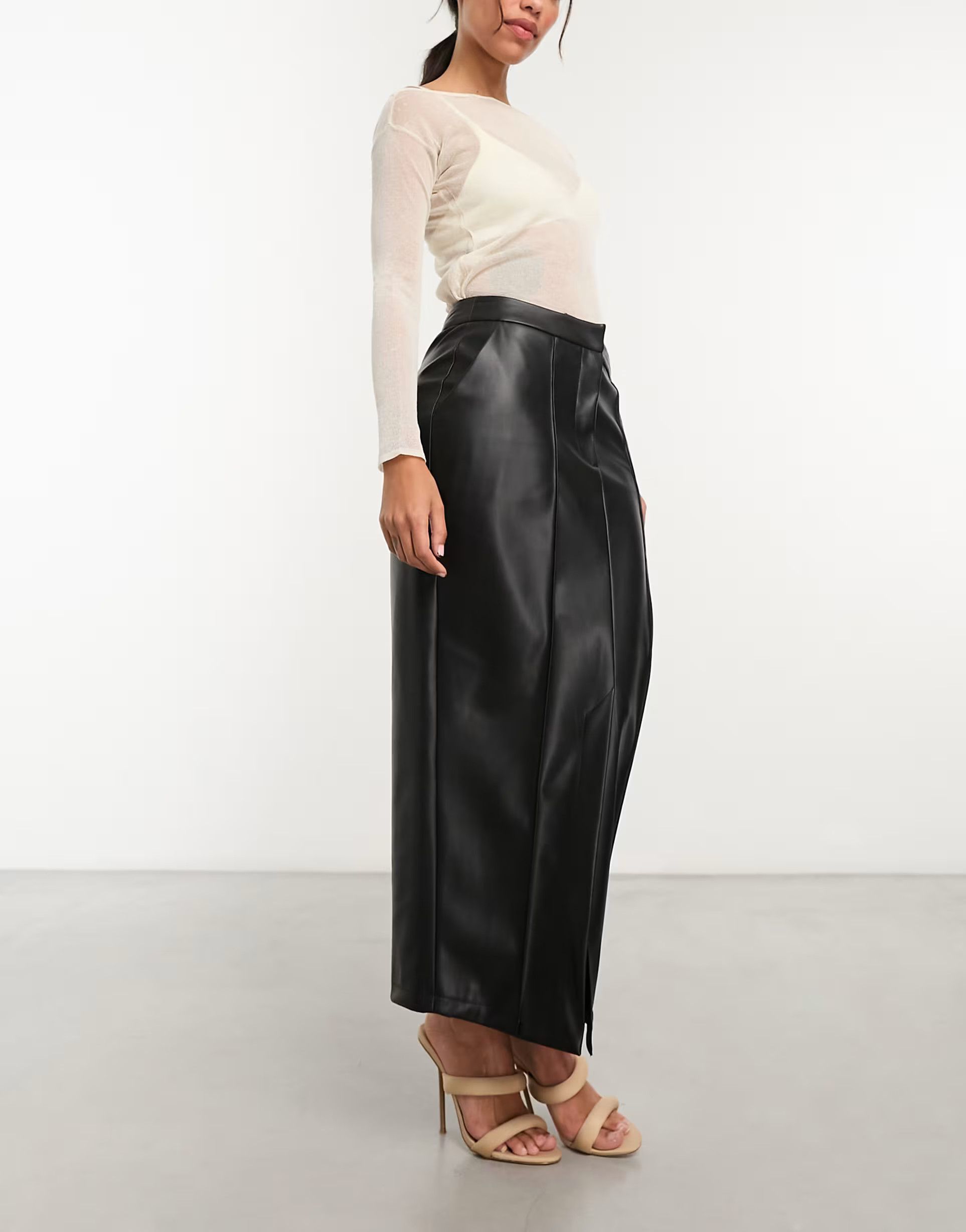 Closet London split PU maxi skirt in black | ASOS (Global)