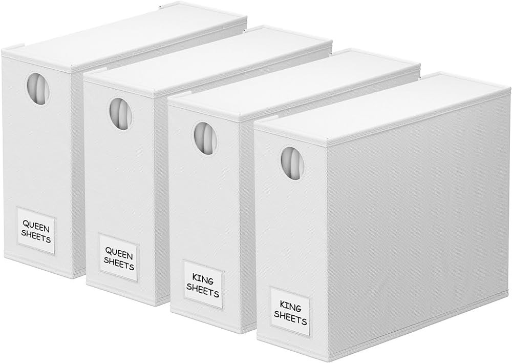 SpaceAid 4 Pack Bed Sheet Organizers and Storage, Foldable Sheet Organizer for Linen Closet, Shee... | Amazon (US)