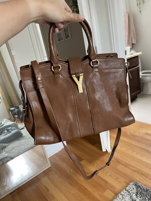 Yves Saint Laurent Cabas Chyc Hand Bag Leather Brown Authentic  | eBay | eBay US
