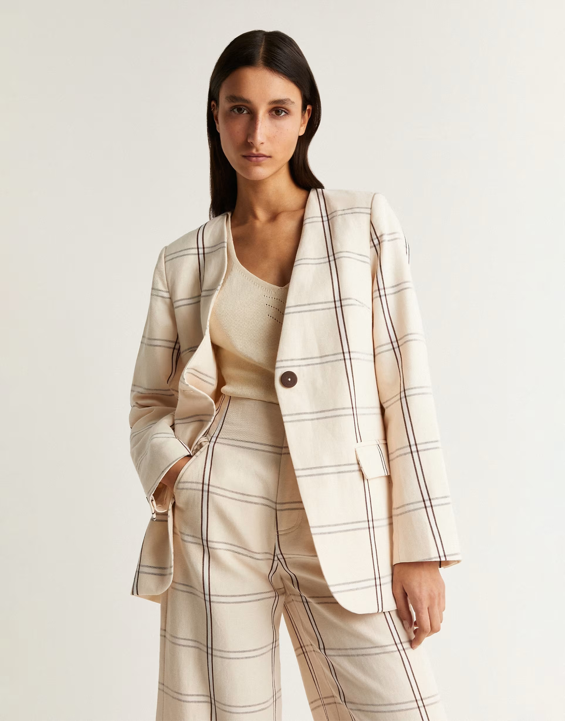 Scalpers natural check blazer in neautral check | ASOS (Global)