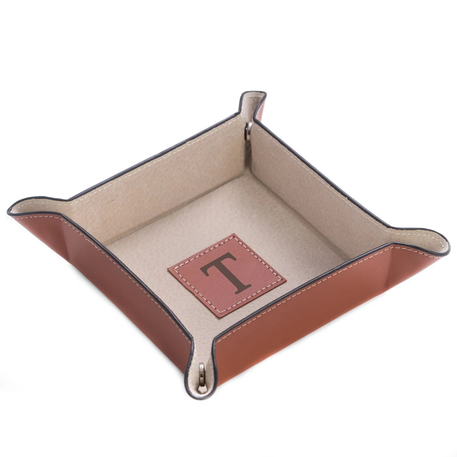 Initial Monogrammed Leather Valet Tray, Adult Unisex, Brown | Kohl's