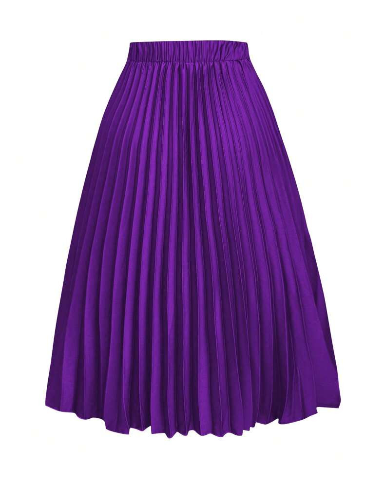 Plus size women pleated skirt  | SHEIN