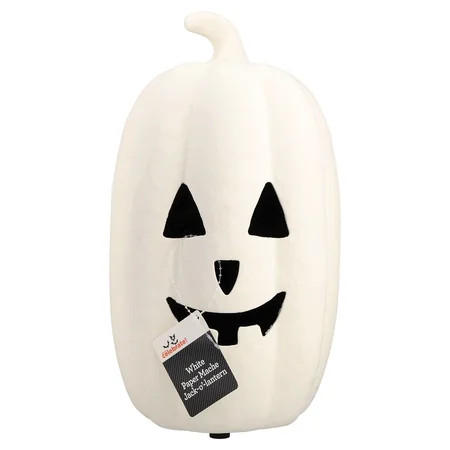 Paper Mache Jack-o'-Lantern Decoration, White, 12.5", Halloween by Way To Celebrate | Walmart (US)