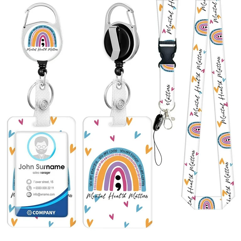 Be Kind Lanyards for Id Badges, Cute Rainbow Badge Reel Heavy Duty with Carabiner Clip, Fashionab... | Walmart (US)