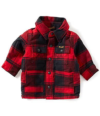 Wrangler� Baby Boys Quilted Lined Flannel Shirt Jacket - 3/6 Months | Dillard's