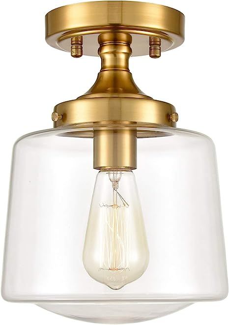 Mid-Century Retro Brass Glass Ceiling Lights Modern Semi Flush Mount Ceiling Lighting Fixture Gol... | Amazon (US)