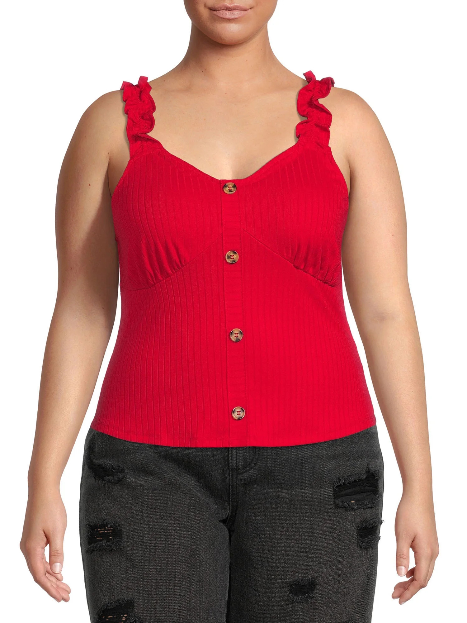 No Boundaries Juniors' Plus Size Button Front Tank Top - Walmart.com | Walmart (US)