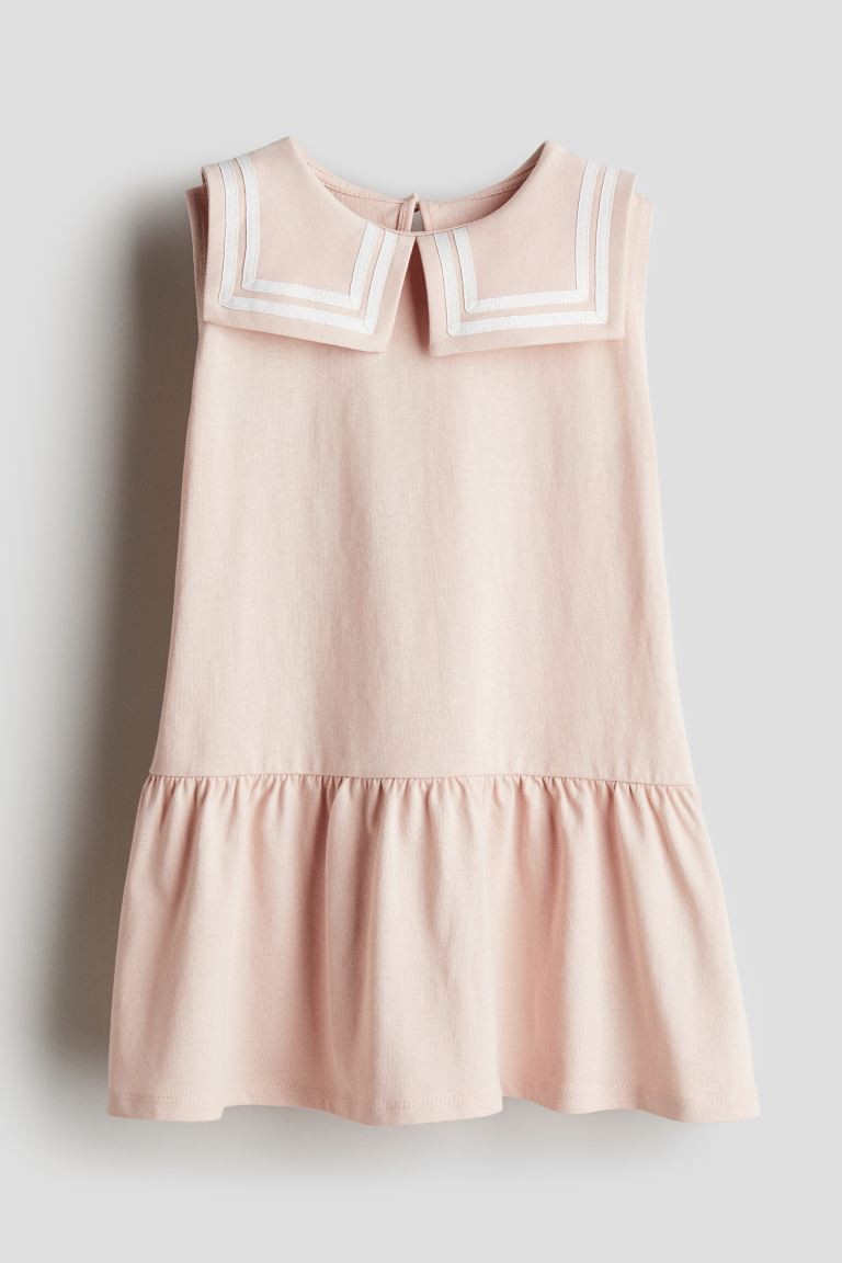 Cotton Jersey Sailor Dress - Round Neck - Sleeveless - Powder pink - Kids | H&M US | H&M (US + CA)