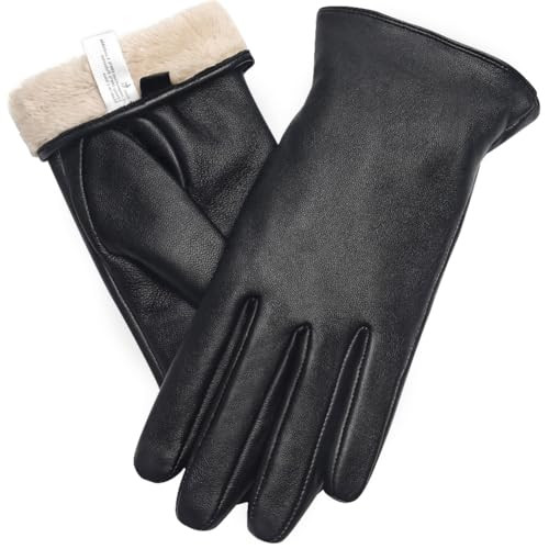 Orrpally Women Leather Gloves Touch Screen Texting Driving Gloves Winter Leather Warm Gloves Black M | Amazon (US)