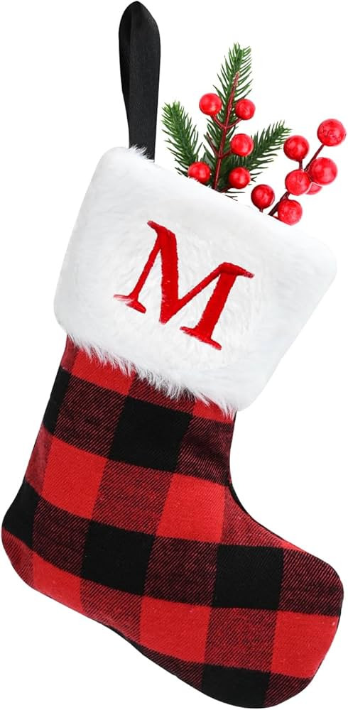 Christmas Stockings 7inch Personalised Xmas Stockings Red Scotland Plaid Classic Christmas Stocki... | Amazon (UK)