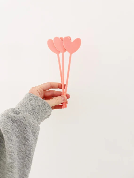 Heart Cocktail Stirrers Cocktail Stir Sticks Heart Drink | Etsy | Etsy (US)