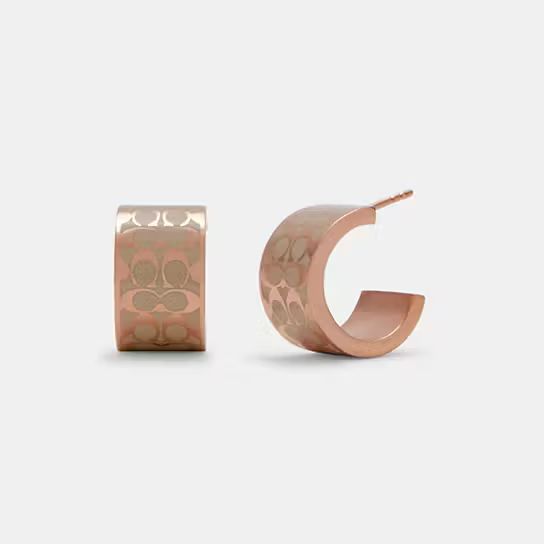 Signature Enamel Huggie Earrings | Coach Outlet US