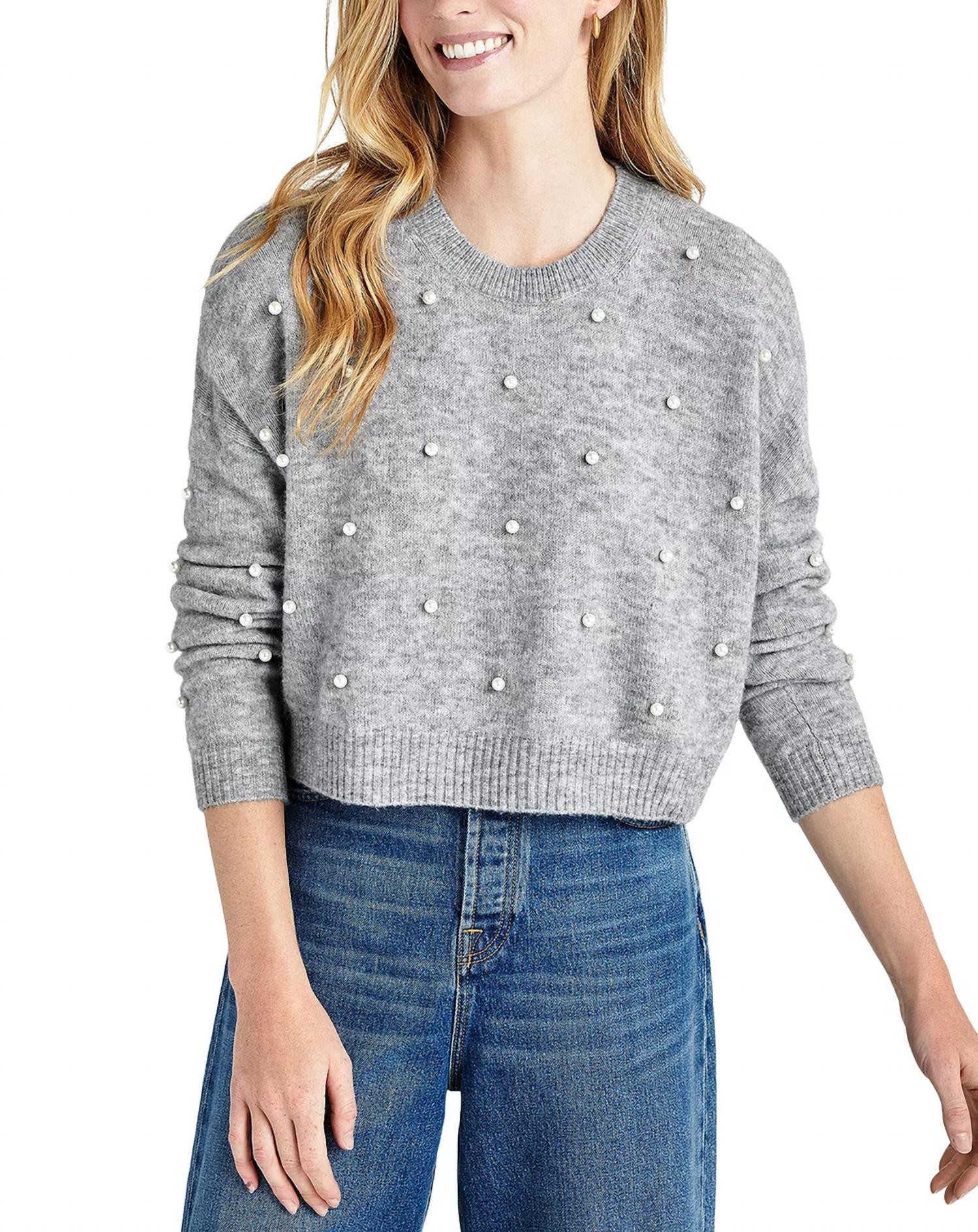 Pearl Crew Sweater In Heather Grey | Shop Simon