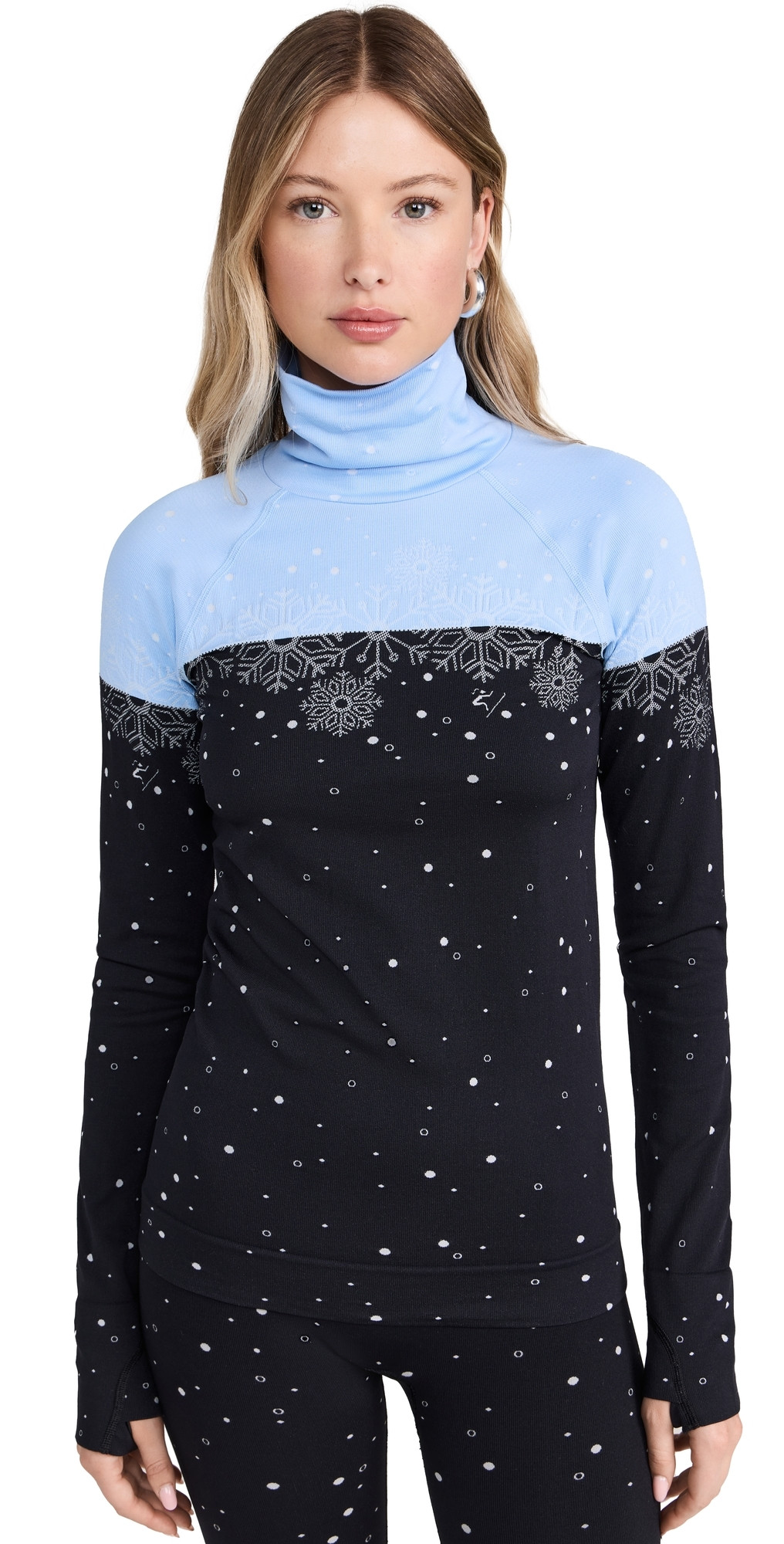 Sweaty Betty Snowflake Funnel Neck Base Layer Blue Snowflake Jacquard L | Shopbop