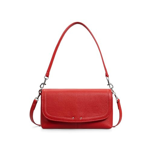 befen Genuine Leather Small Crossbody Bags for Women, Real Leather Purses with Built in RFID Wallet, Trendy Cell Phone Purse Shoulder Bag, Fire-engine Red Travel Purse Handbags with Adjustable Strap | Amazon (US)