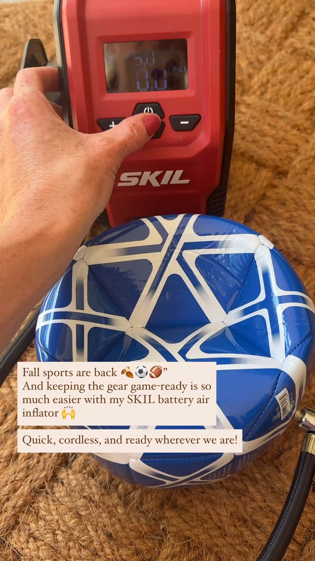 Fall sports = busy days 🍂⚽ From soccer balls to bike tires, my SKIL battery air inflator keeps everything game-ready in minutes. Cordless, fast, and so easy to use 🙌 Linked on my LTK for you! #LTKFinds #FallSports 

#LTKU #LTKActive