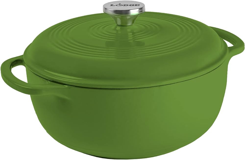 Lodge 6 Quart Enameled Cast Iron Dutch Oven with Lid – Dual Handles – Oven Safe up to 500° F... | Amazon (US)