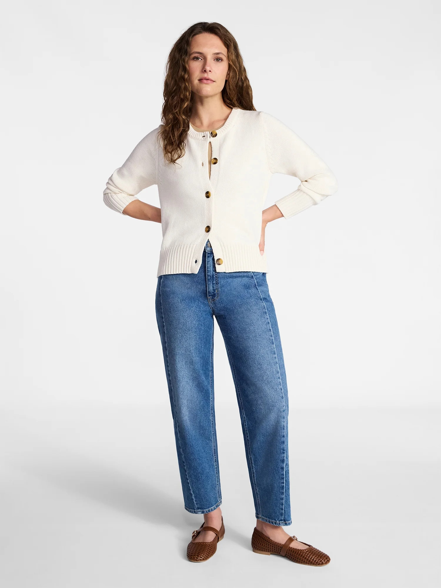 Time and Tru Women's Button Front Cardigan Sweater, Midweight, Sizes XS-XXXL | Walmart (US)