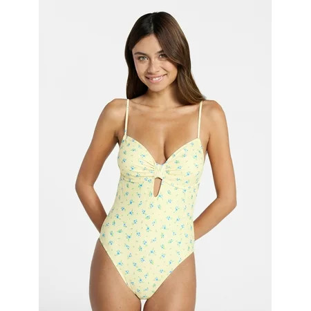 No Boundaries Femme Floral Print One-Piece Swimsuit, Women’s XXS-XXL | Walmart (US)