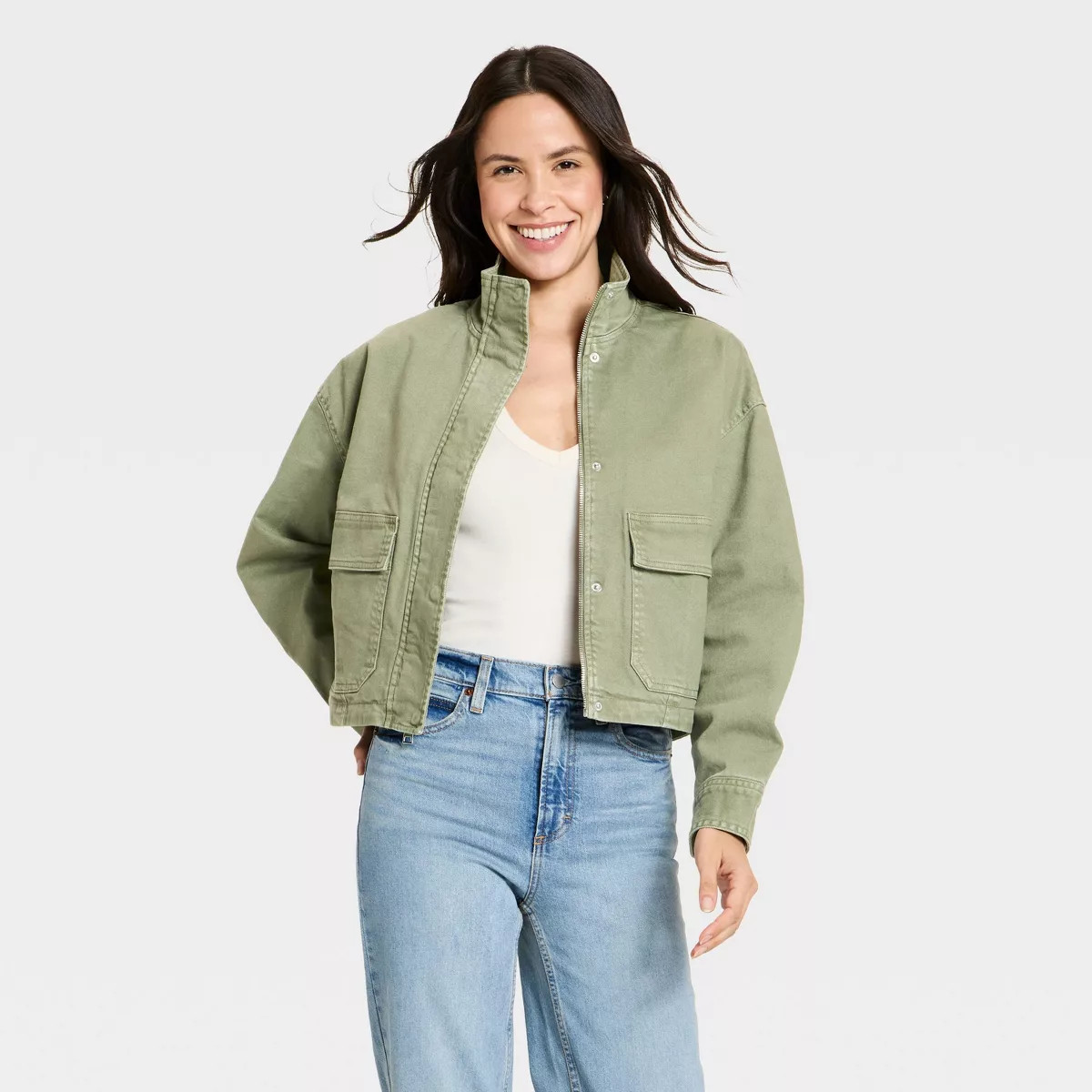 Women's Utility Fashion Jacket - Universal Thread™ Olive Green XS | Target