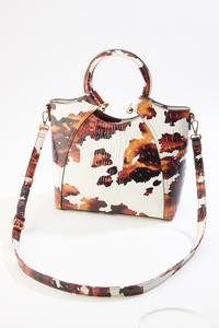 Cato Fashions | Cato Cow Print Covered Ring Handle Satchel | Cato Fashions