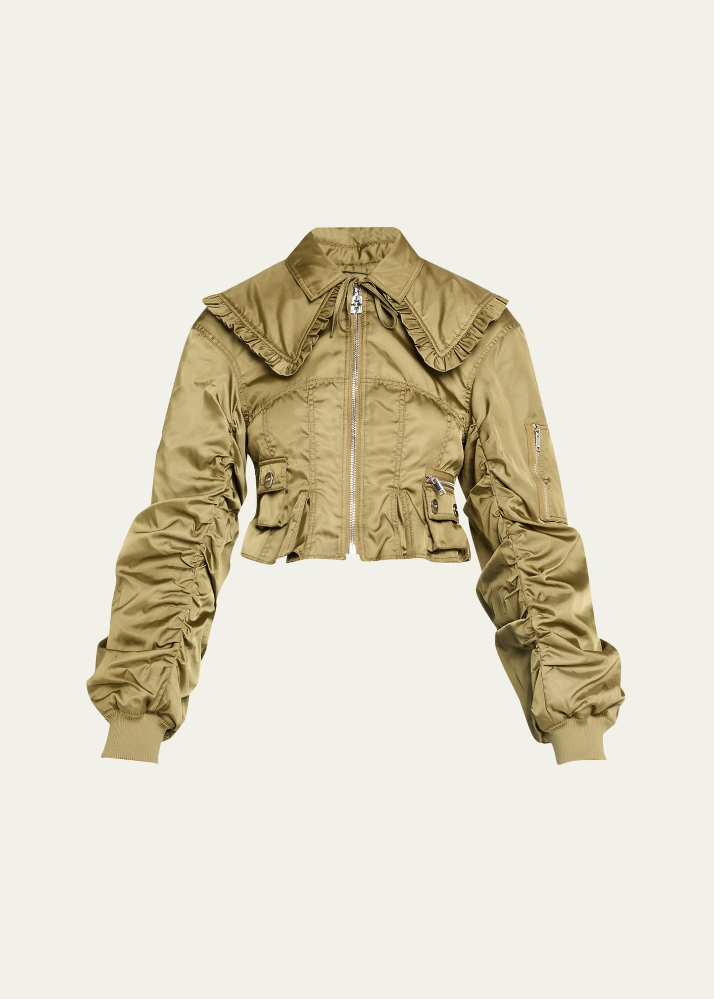 Ganni Duchesse Nylon Fitted Jacket | Bergdorf Goodman