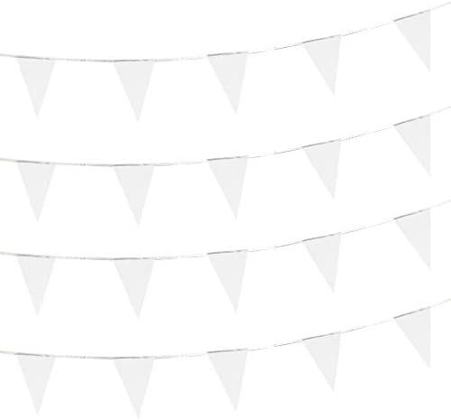 AuTop Solid White Pennant Banner Flags String Triangle Bunting Flags,Decorations for Grand Opening,B | Amazon (US)
