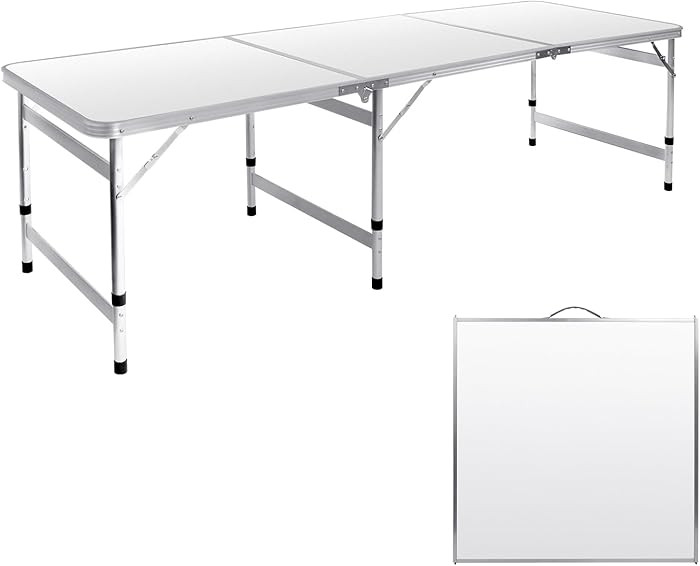 Camping Table 6FT Folding Table Large 3 Adjustable Height Portable Picnic Table Camp Aluminum Out... | Amazon (US)