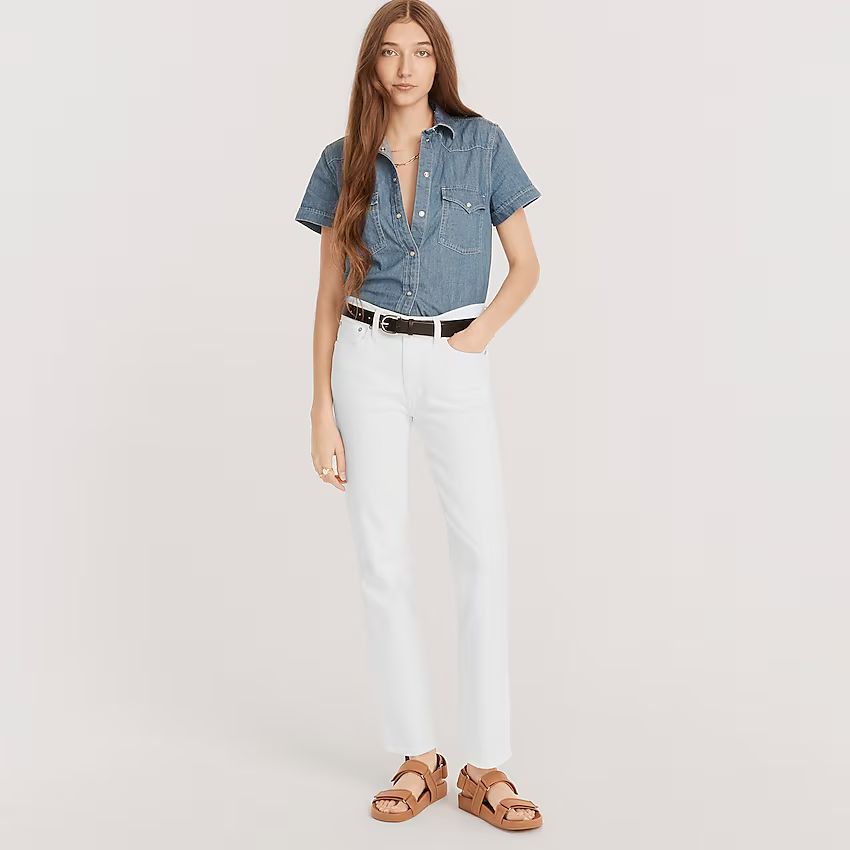 Petite 9" vintage slim-straight jean in white | J.Crew US