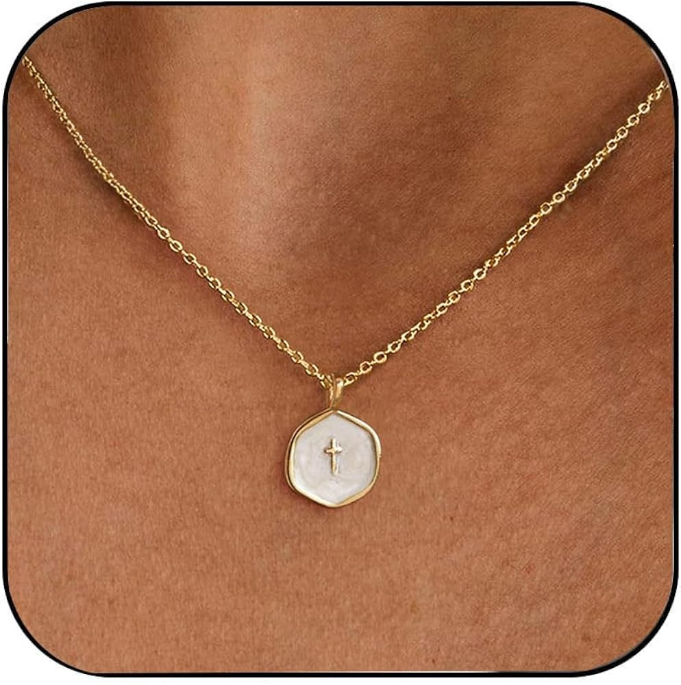 Cross Necklace for Women,14k Dainty Gold Plated Cross Necklaces Simple Pendant Necklaces for Wome... | Amazon (US)