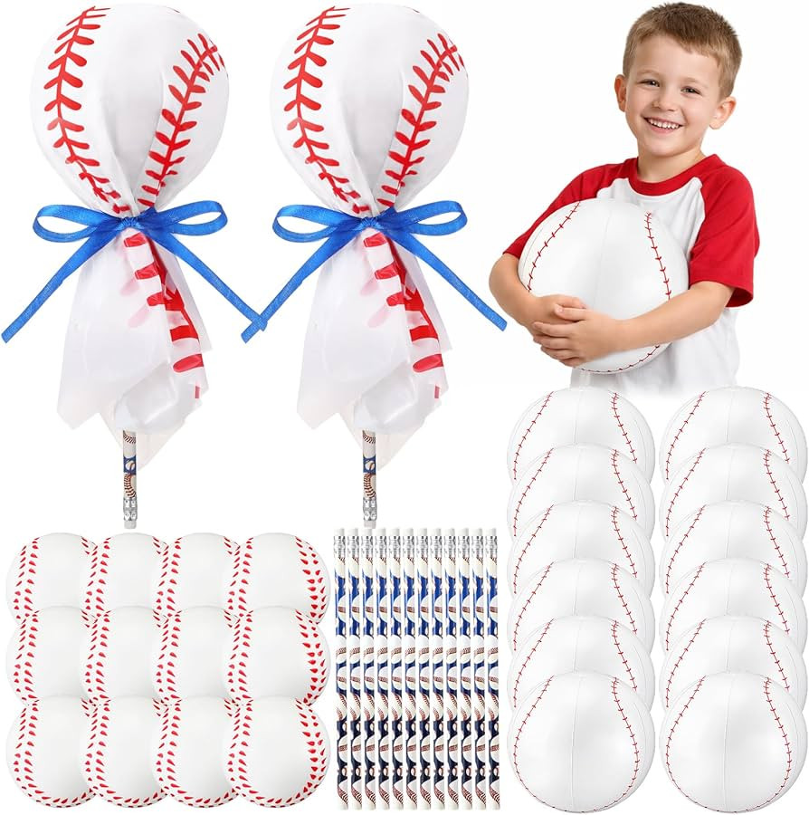 Seenelling 12 Pack Baseball Party Favors Bulk for Kids Toys Lollipop Stationery Set Contains Base... | Amazon (US)