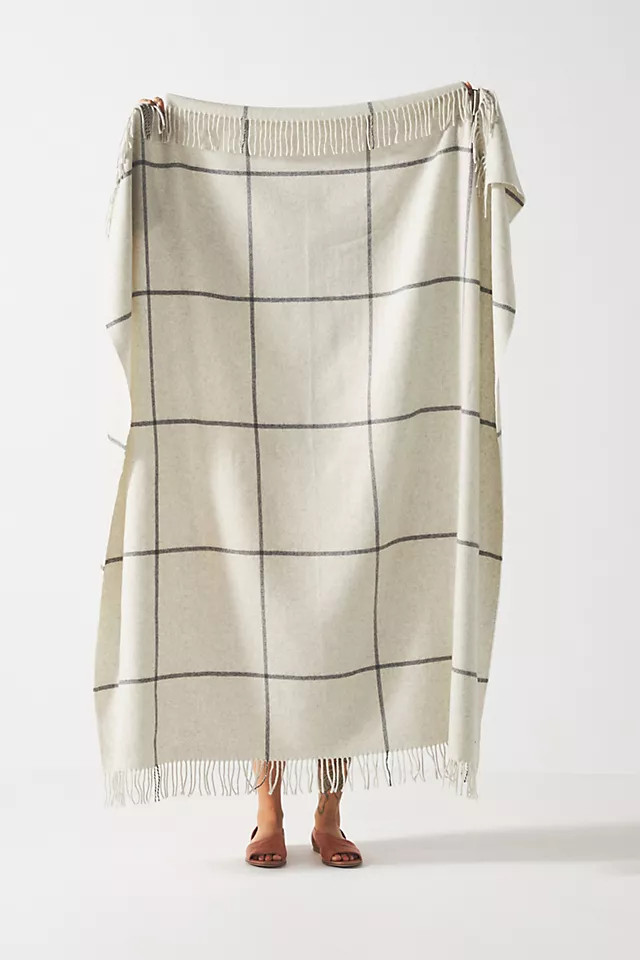 Windowpane Cashmere Blend Throw Blanket | Anthropologie (US)