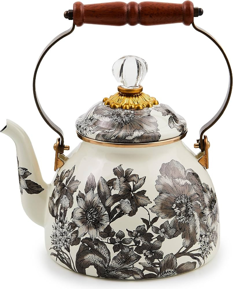 MACKENZIE-CHILDS 2-Quart Enamel Tea Kettle, Cute Tea Kettle for Stovetop, Sterling English Garden | Amazon (US)
