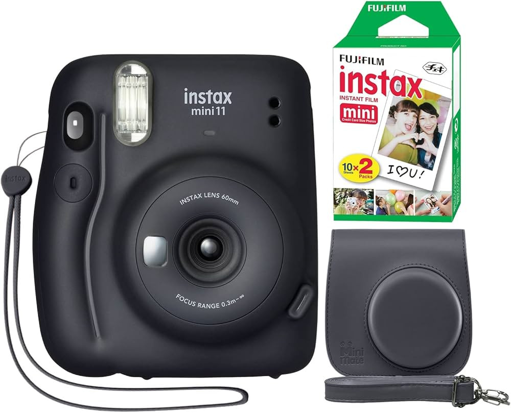 Fujifilm Instax Mini 11 Instant Camera Charcoal Gray + Minimate Custom Case + Fuji Instax Film 20... | Amazon (US)