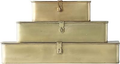 Creative Co-Op Decorative Metal Boxes with Gold Finish (Set of 3 Sizes) | Amazon (US)