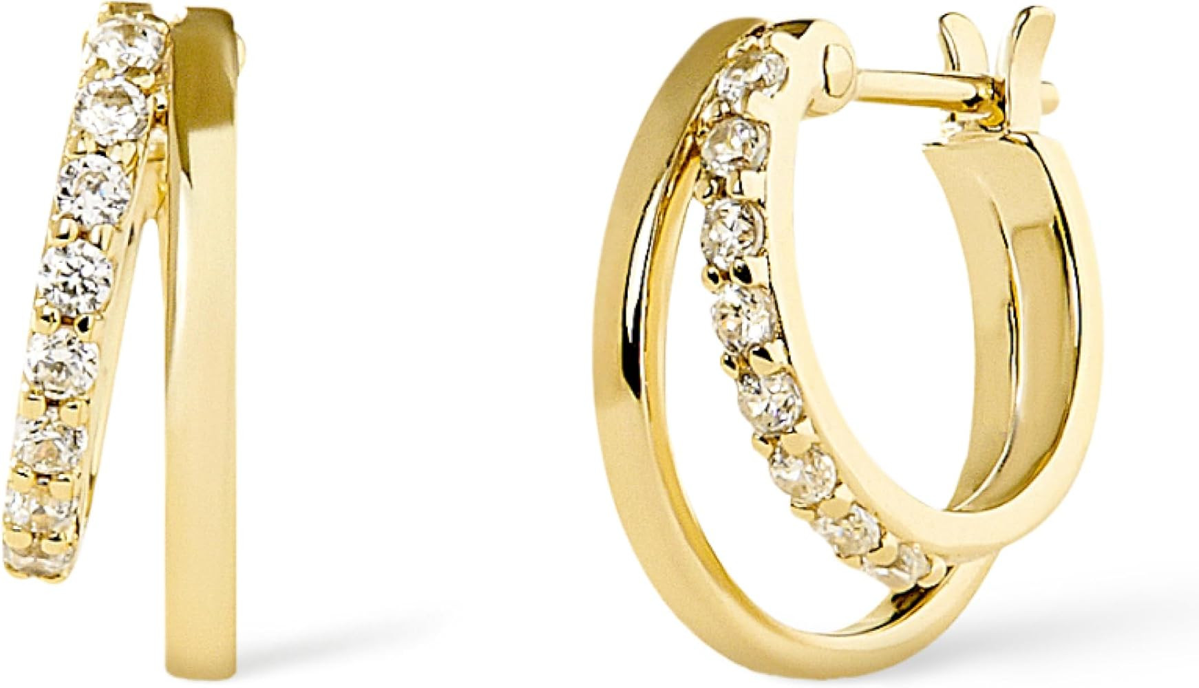 Ana Luisa Double Hoop Earrings for Women - 14K Gold Plated & Silver Rhodium Huggie Hoops - Hypoal... | Amazon (US)