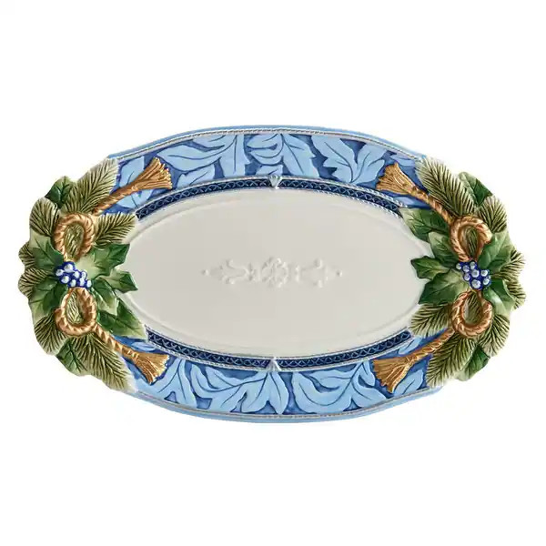 Fitz and Floyd Holiday Home Blue Large Platter 17In | Bed Bath & Beyond