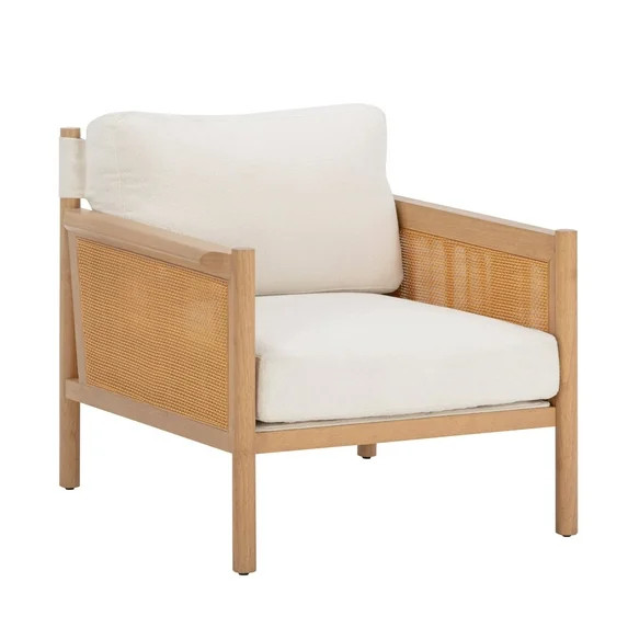 Nathan James Hemming Upholstered Armchair, Solid Wood Accent Chair with Boucle Upholstery and Fau... | Walmart (US)
