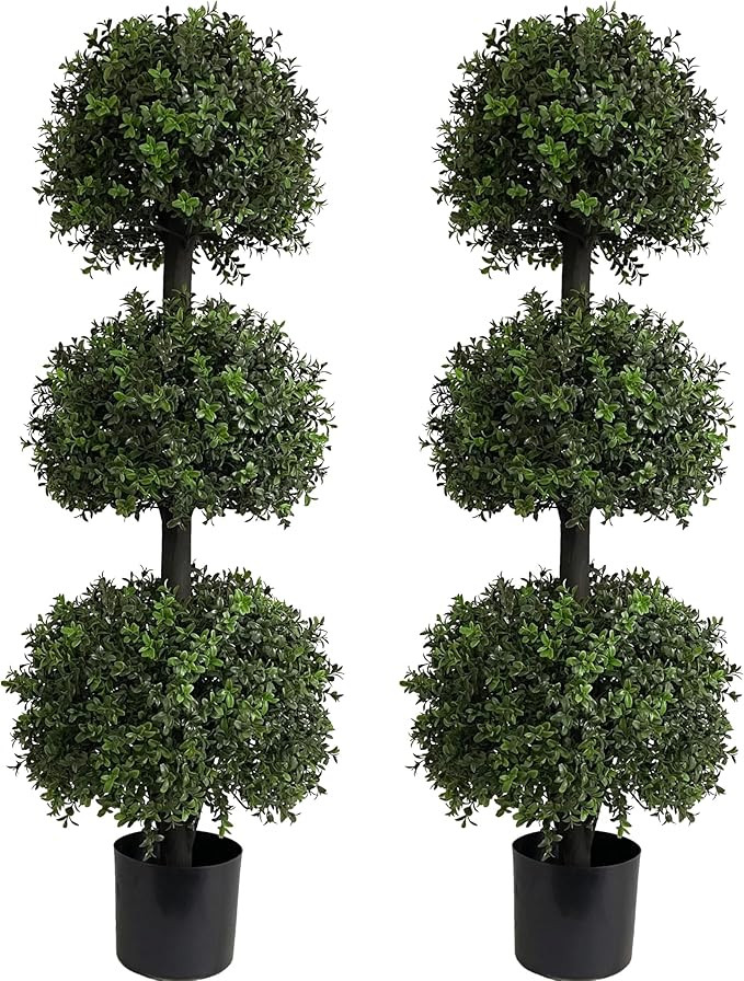 ALL SEASON GREEN 4ft Triple Ball Boxwood Topiariy Trees,UV Resistant,Faux Topiaries for Outdoor P... | Amazon (US)